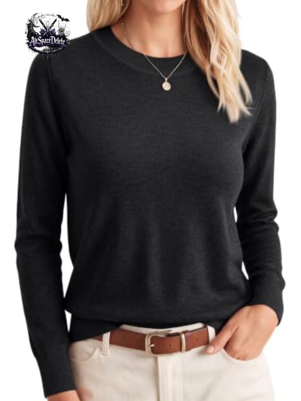 Wool Blend Crewneck Lightweight Pullover Sweater Business Casual